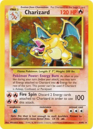 Charizard Holo — Base Set Shadowless, 1999